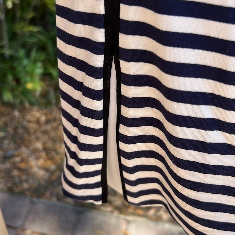 124. WHBM long sleeve stripe peplum bodice, officer blue with white stripes - Picture 6 of 10